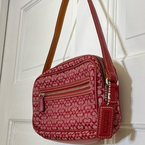 NWT Red Coach Leather & Canvas Bag
